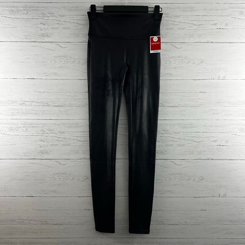Spanx NWT Black Faux Leather High Rise Leggings Size M